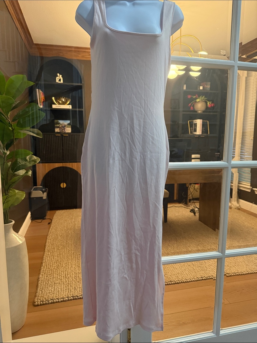 Skin Lavender Square-Neck Slip Dress